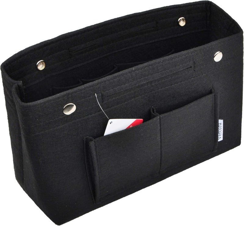 Vercord Felt Purse Tote Organizer Insert Divider Inside Handbag for Women Medium Black - Image 1